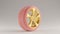 Pink an Gold Alloy Rim Wheel with a Complex Multi Spokes Design with Pink Racing Tyre