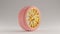 Pink an Gold Alloy Rim Wheel with a Complex Multi Spokes Design with Pink Racing Tyre