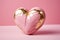 Pink and gold cracked heart, Valentine's Day background. Generative AI