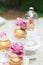 Pink and gold floral cupcakes