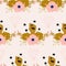 Pink and gold flowwers and diamonds, seamless pattern