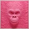 Pink Gorilla Epsilon Head Sculpture: Vibrant Crayon Op Art Wall Art