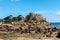 Pink granite cliffs in Saint-Guirec (France)