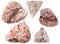 Pink granitic gneiss rock and granite stones