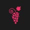 Pink grape icon on black background