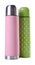 Pink and green colour stainlees steel thermo flask