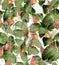 Pink and green cool colored seamless leaves pattern