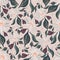 Pink and green dark abstract based seamless flower and leaves pattern