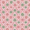 Pink green half-cut figs seamless vector repeat pattern background. Original simple flat illustration.