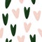 Pink and green large hearts seamless pattern.