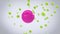 Pink and green spherical particles