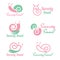 Pink and green Sweet Snail logo vector set design