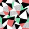 Pink and green triangles pattern design. Seamless print in retro style. Hand drawn asterisk
