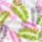 Pink, grey and green palm leaves seamless pattern