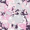 Pink, grey, white, purple ink camouflage seamless pattern