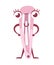 Pink hair accessory mascot. Cartoon character design. Hairpins and hair-clip for female salon concept. Flat  illustration