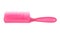 Pink hairbrush isolated on white .