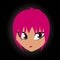 Pink haired pretty teenage girl cartoon vector art