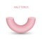 pink half torus with gradients and shadow for game, icon, package design, logo, mobile, ui, web, education. 3D torus on