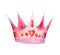 Pink hand drawn watercolor crown isolated on white