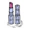 Pink hand drawn women lipstick. Fashion and beauty trend. Sketch illustration.