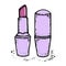 Pink hand drawn women lipstick. Fashion and beauty trend. Sketch illustration.