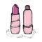 Pink hand drawn women lipstick. Fashion and beauty trend. Sketch illustration.