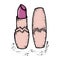 Pink hand drawn women lipstick. Fashion and beauty trend. Sketch illustration.