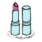 Pink hand drawn women lipstick. Fashion and beauty trend. Sketch illustration.