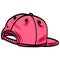 Pink Hat Snapback Cap Backward Doodle Drawing Vector Illustration