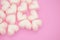 Pink hear marshmallow , Sweets hearts of marshmallow on pink background. Valentine`s Day Gift