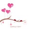 Pink heart balloons, hearts and ladybird greeting card