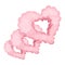 Pink heart cloud, fluffy magic in cartoon style isolated on white background. Smoke, fog cute decoration. Ui game asset.