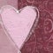 Pink heart on collage background