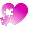 Pink heart falling jigsaw piece