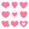 Pink heart icon set. Happy Valentines day shining sign symbol simple template. Cute graphic object. Flat design style. Love