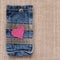 Pink heart on a jeans pocket