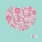 Pink heart made from buttons Love card Flat design