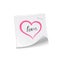 Pink heart paper note love message