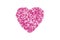 The pink heart of peels from sunflower seeds on a white isolated background. the creative image of love. Valentine`s day