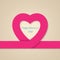 Pink heart ribbon valentine day greeting card