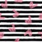 Pink heart seamless pattern on striped brush strokes background