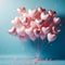 Pink Heart-Shaped Balloons Floating Against a Soft Blue Background