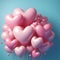 Pink Heart-Shaped Balloons Floating Against a Soft Blue Background