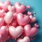 Pink Heart-Shaped Balloons Floating Against a Soft Blue Background