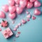 Pink Heart-Shaped Balloons Floating Against a Soft Blue Background