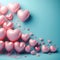 Pink Heart-Shaped Balloons Floating Against a Soft Blue Background