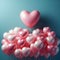 Pink Heart-Shaped Balloons Floating Against a Soft Blue Background