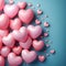 Pink Heart-Shaped Balloons Floating Against a Soft Blue Background