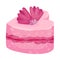 Pink heart shaped cake. Vector illustration on a white background.